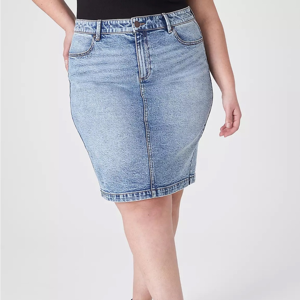 Lane Bryant Washed Light Blue Denim Jean Skirt